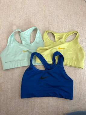 Nike Racerback Dri-FIT Sports Bras in Royal Blue, Mint & Lemon